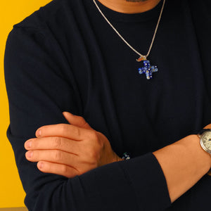 Blue Cross Necklace for Men by Artistic Jewelry Brand