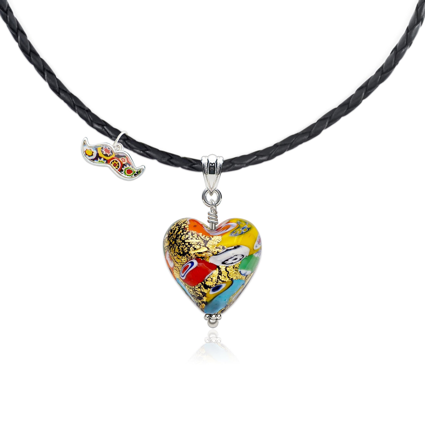 THE KISS | Classic Heart Pendant - Leather - Pendant Necklace