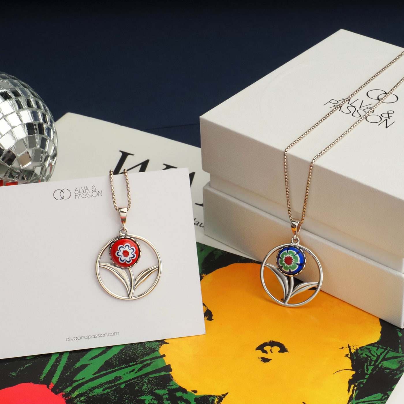 A Flower in Bloom Necklace - Blue Flower 2 - Pendant Necklace