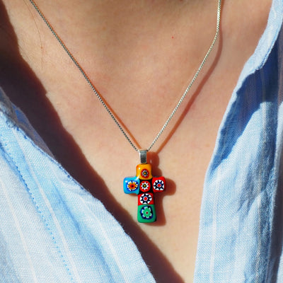 Artylish x Mini Cross Necklace - 0.85mm 925 Sterling Silver - Pendant Necklace