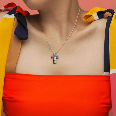 Artylish x Mini Cross Necklace - 1.2mm 925 Sterling Silver - Pendant Necklace