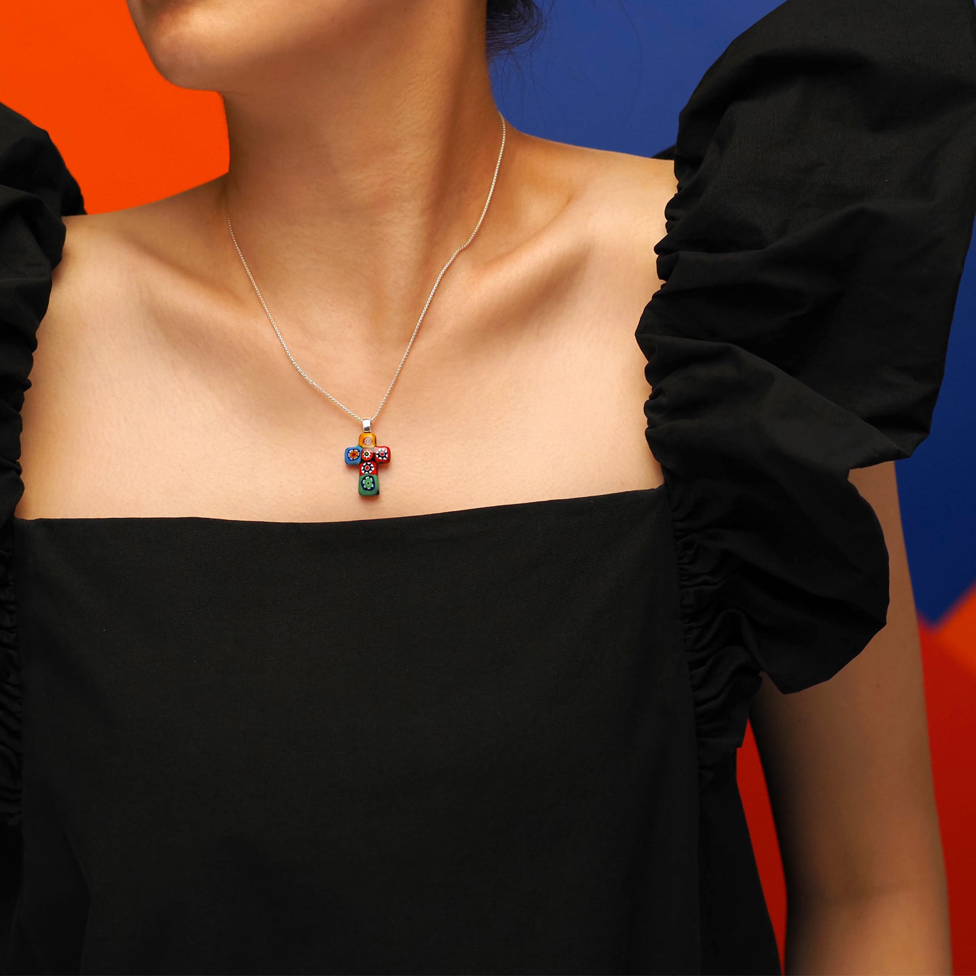 Artylish x Mini Cross Necklace - 1.2mm 925 Sterling Silver - Pendant Necklace