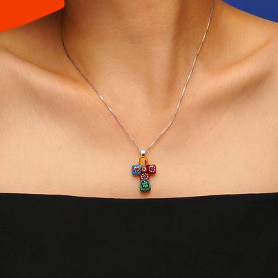 Artylish x Mini Cross Necklace - 1.2mm 925 Sterling Silver - Pendant Necklace