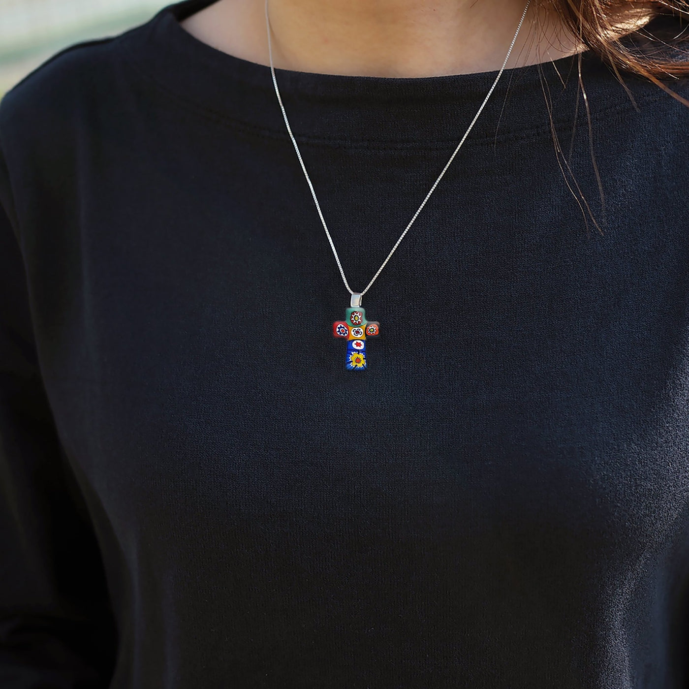 Artylish x Mini Cross Necklace - 1.2mm 925 Sterling Silver - Pendant Necklace