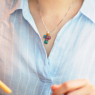 Artylish x Mini Cross Necklace - 1.2mm 925 Sterling Silver - Pendant Necklace