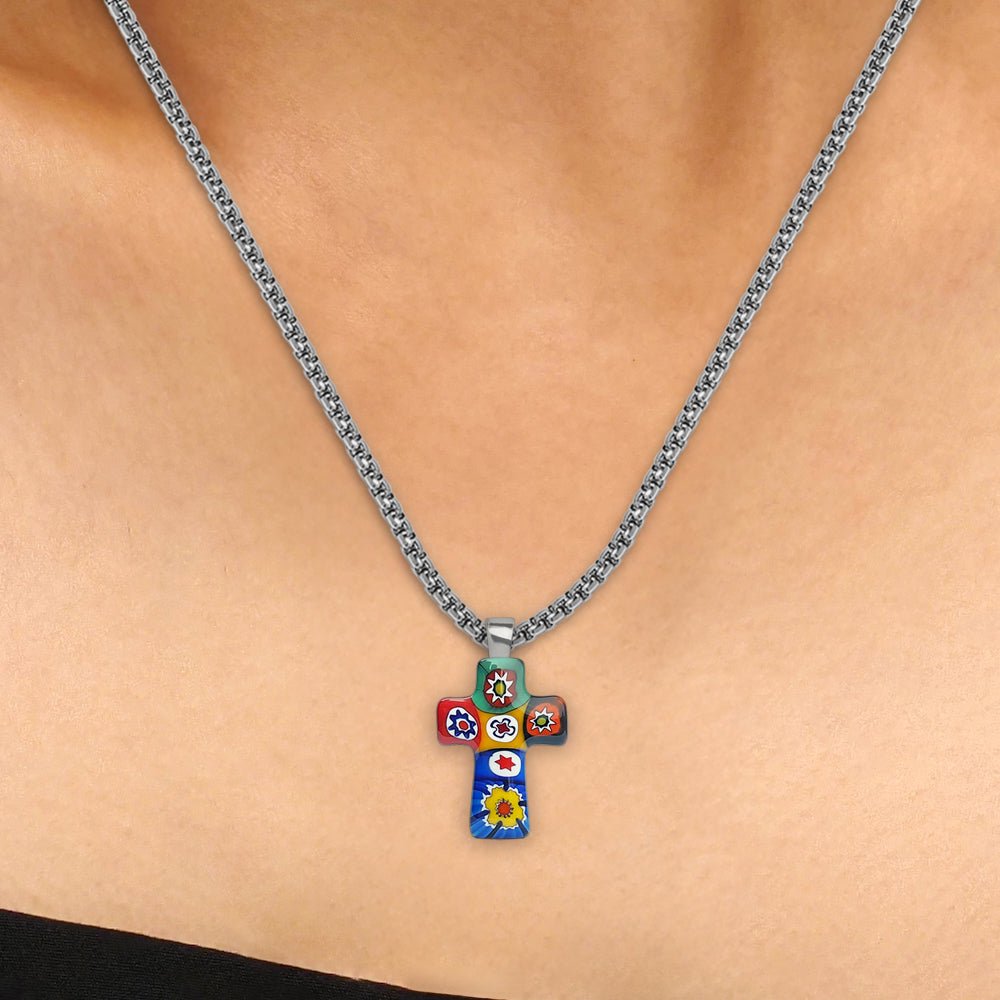 Artylish x Mini Cross Necklace - 1.2mm 925 Sterling Silver - Pendant Necklace