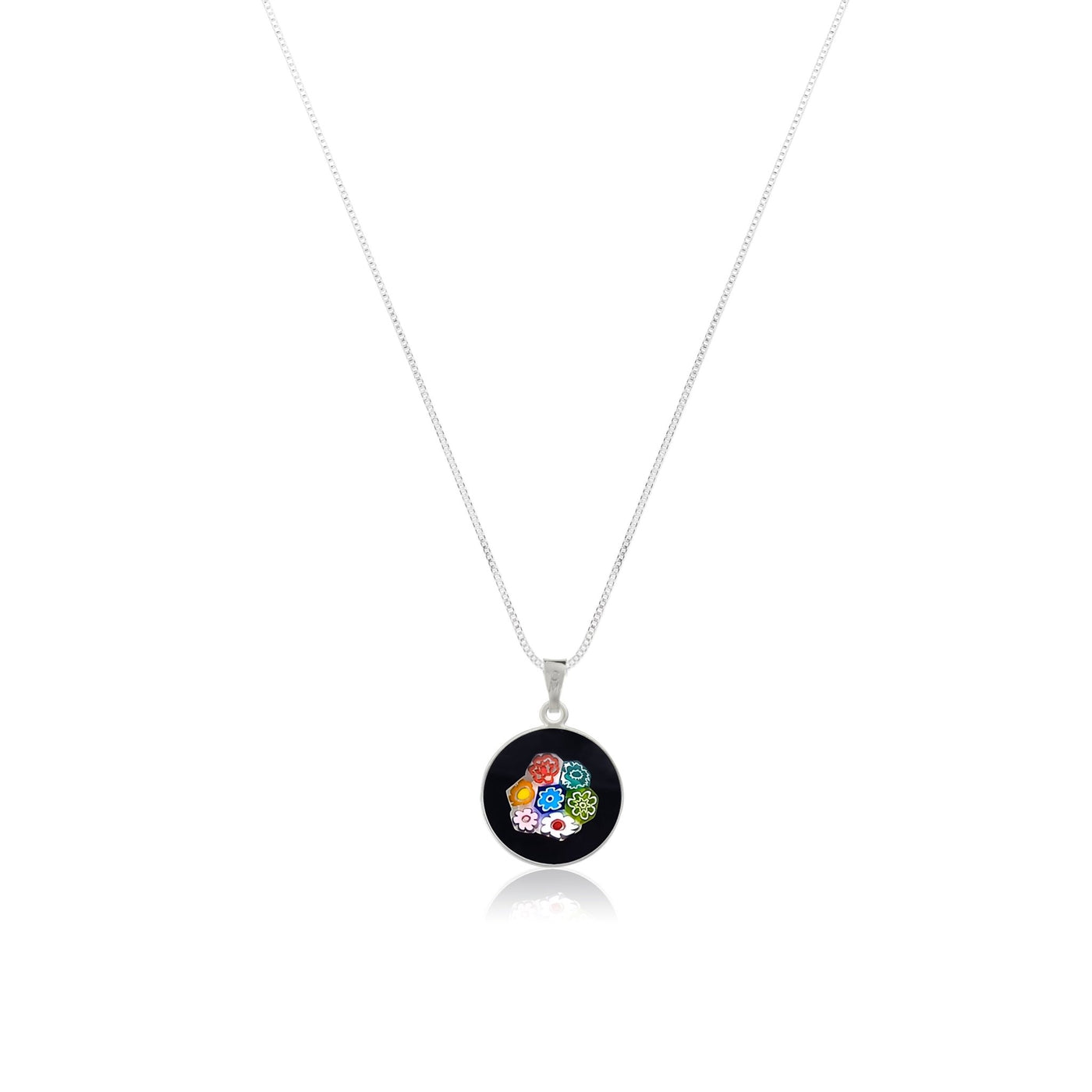 Bouquet in Bloom Black Necklace - 15mm - Pendant Necklace