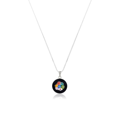 Bouquet in Bloom Black Necklace - 15mm - Pendant Necklace