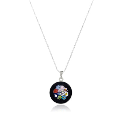 Bouquet in Bloom Black Necklace - 15mm - Pendant Necklace