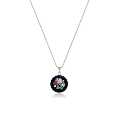 Bouquet in Bloom Black Necklace - 15mm - Pendant Necklace