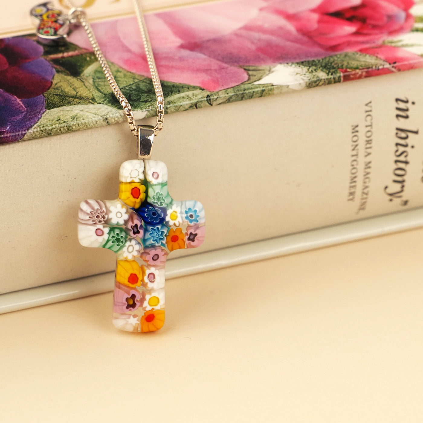 Floral Cross in Bloom Necklace
