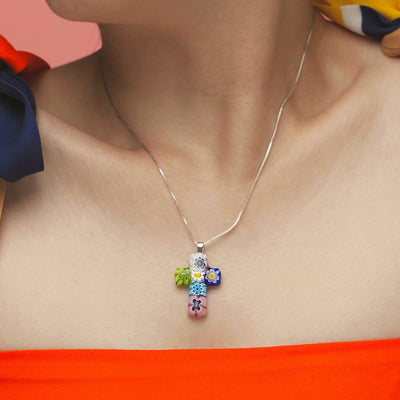 Cross in Bloom Necklace - 2mm 316L Stainless Steel - Pendant Necklace