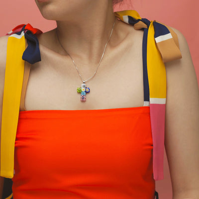 Cross in Bloom Necklace - 2mm 316L Stainless Steel - Pendant Necklace