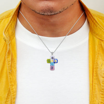 Cross in Bloom Necklace - 2mm 316L Stainless Steel - Pendant Necklace