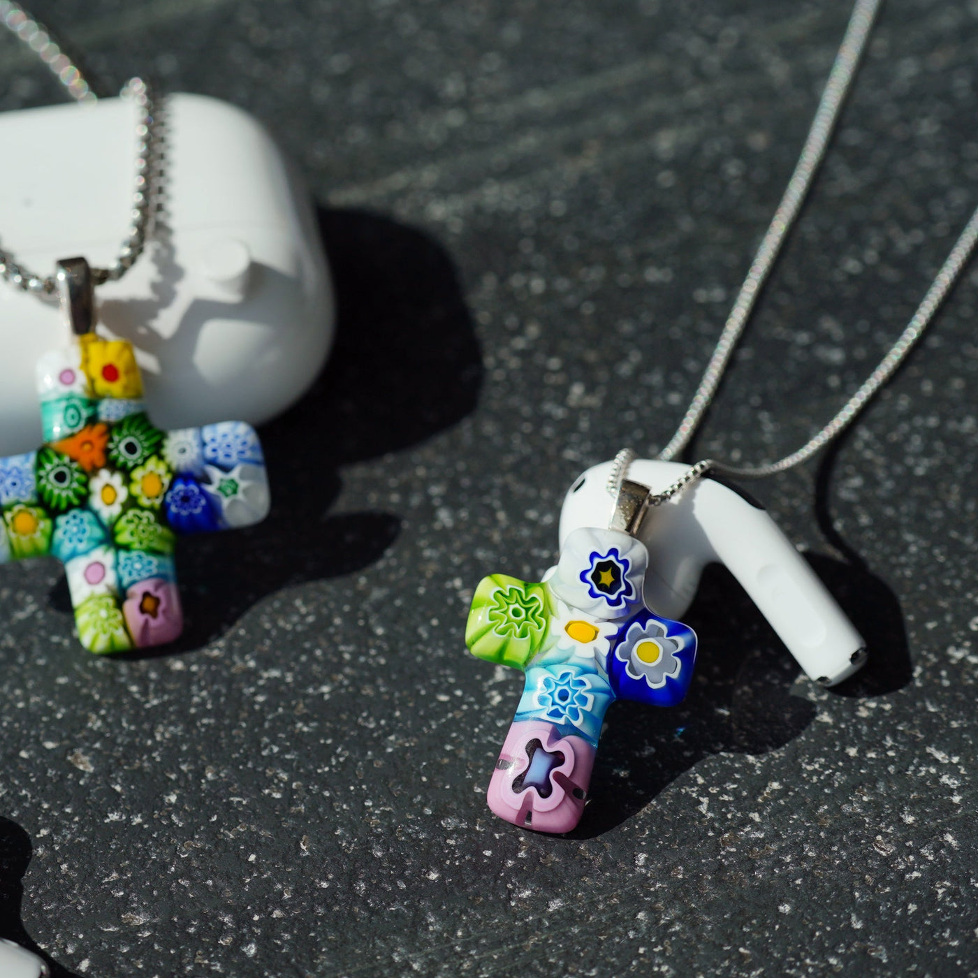 Cross in Bloom Necklace - 2mm 316L Stainless Steel - Pendant Necklace