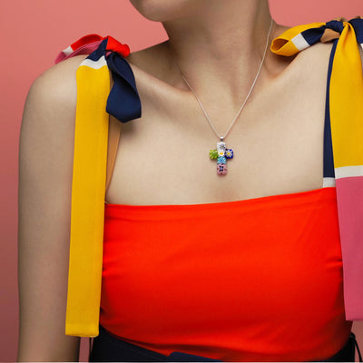 Cross in Bloom Necklace - 2mm 316L Stainless Steel - Pendant Necklace