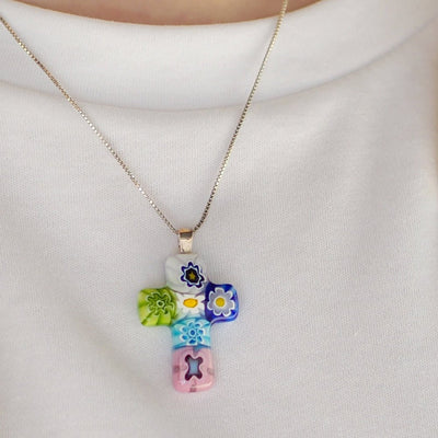 Cross in Bloom Necklace - 2mm 316L Stainless Steel - Pendant Necklace