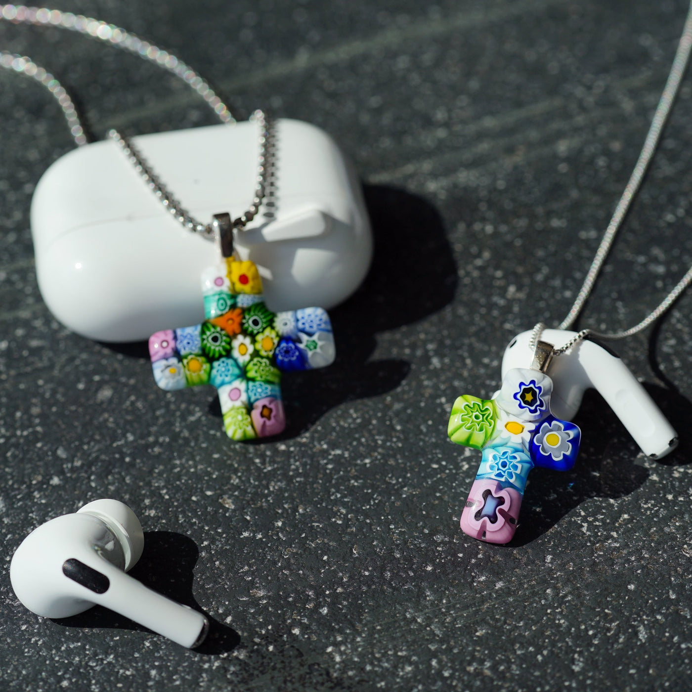 Cross in Bloom Necklace - 2mm 316L Stainless Steel - Pendant Necklace