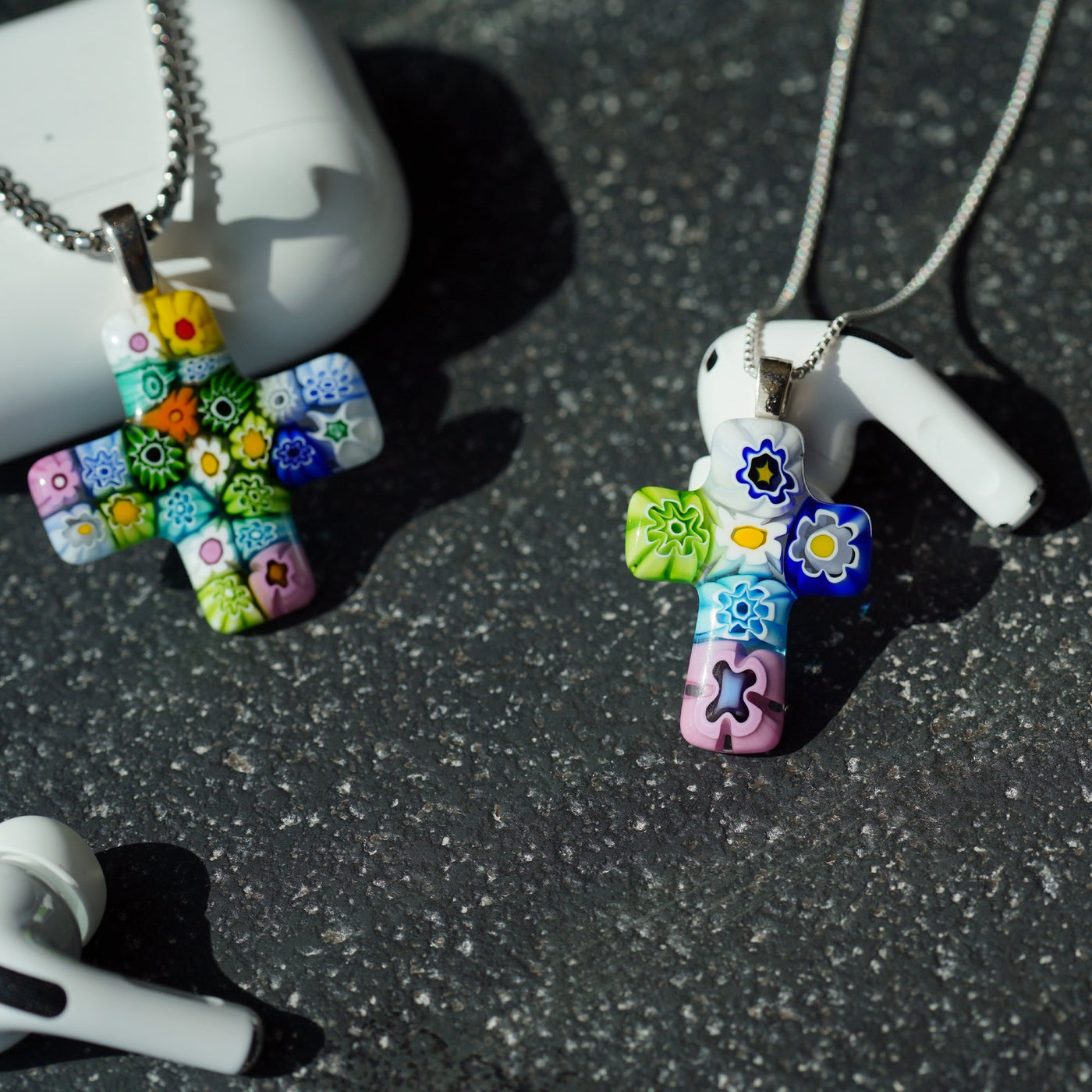 Cross in Bloom Necklace - 2mm 316L Stainless Steel - Pendant Necklace