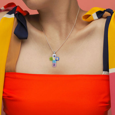 Cross in Bloom Necklace - 2mm 316L Stainless Steel - Pendant Necklace