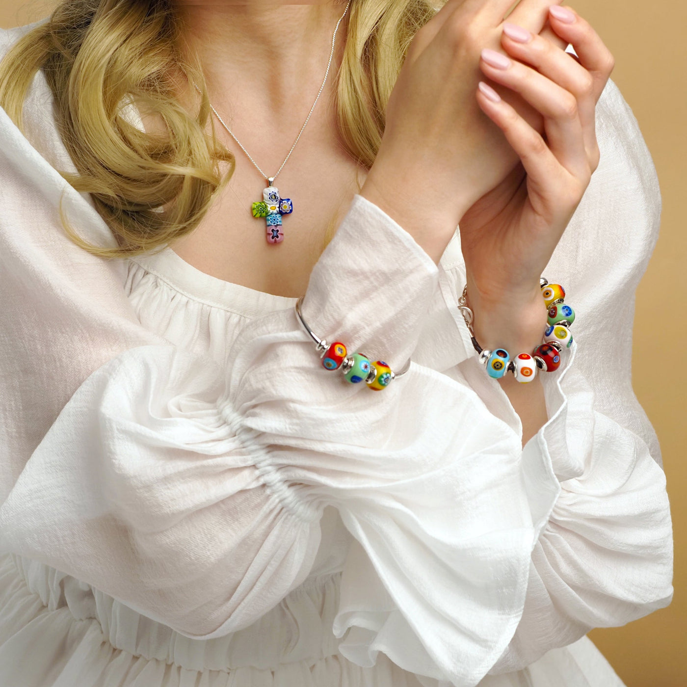 Cross in Bloom Necklace - 2mm 316L Stainless Steel - Pendant Necklace