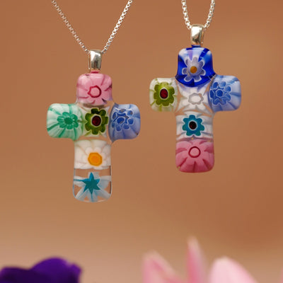 Cross in Bloom Necklace - 2mm 316L Stainless Steel - Pendant Necklace