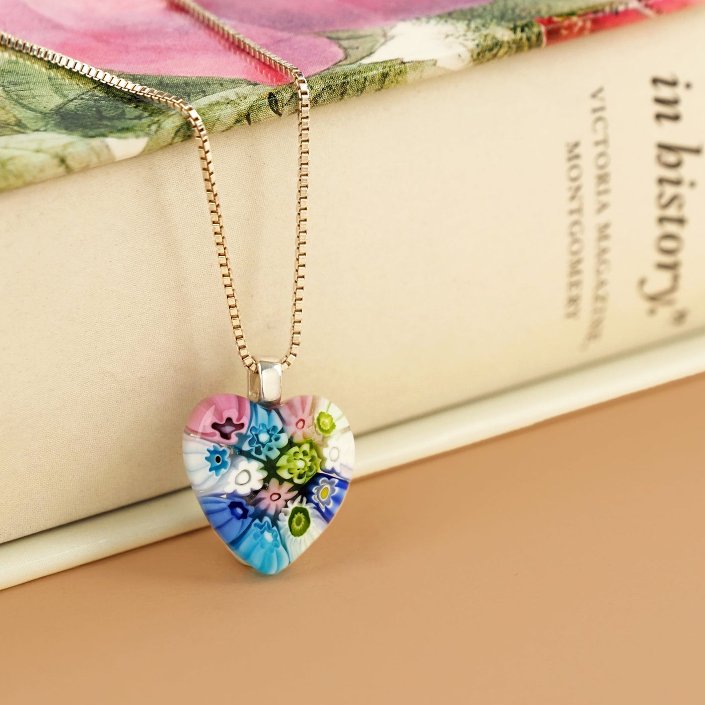 Flowers in Bloom Heart Necklace - 14mm - Pendant Necklace