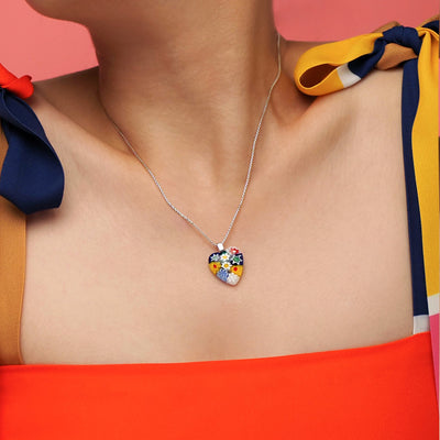 Flowers in Bloom Heart Necklace - 14mm - Pendant Necklace