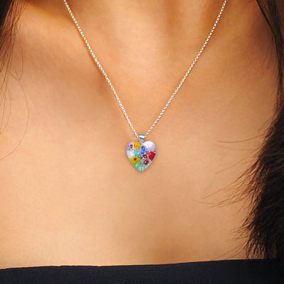 Flowers in Bloom Heart Necklace - 14mm - Pendant Necklace