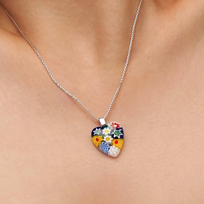 Flowers in Bloom Heart Necklace - 14mm - Pendant Necklace