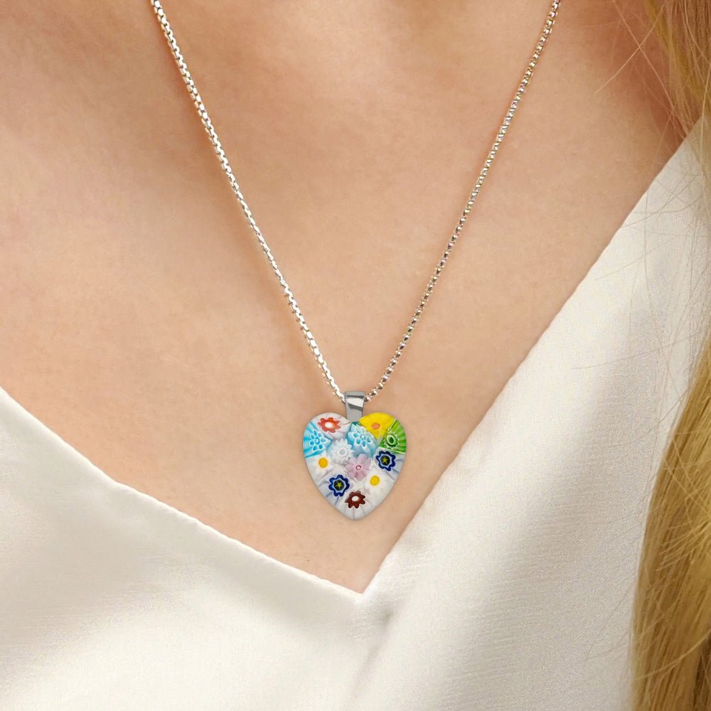 Flowers in Bloom Heart Necklace - 14mm - Pendant Necklace