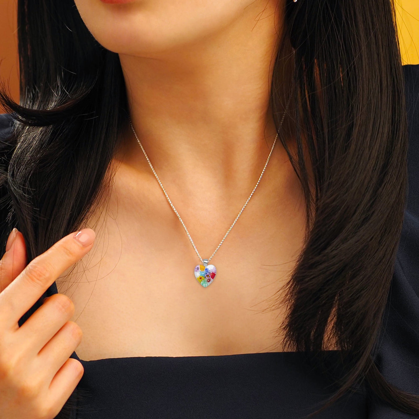 Flowers in Bloom Heart Necklace - 14mm - Pendant Necklace