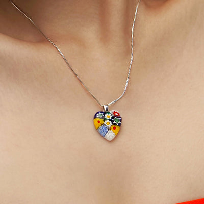Flowers in Bloom Heart Necklace - 14mm - Pendant Necklace
