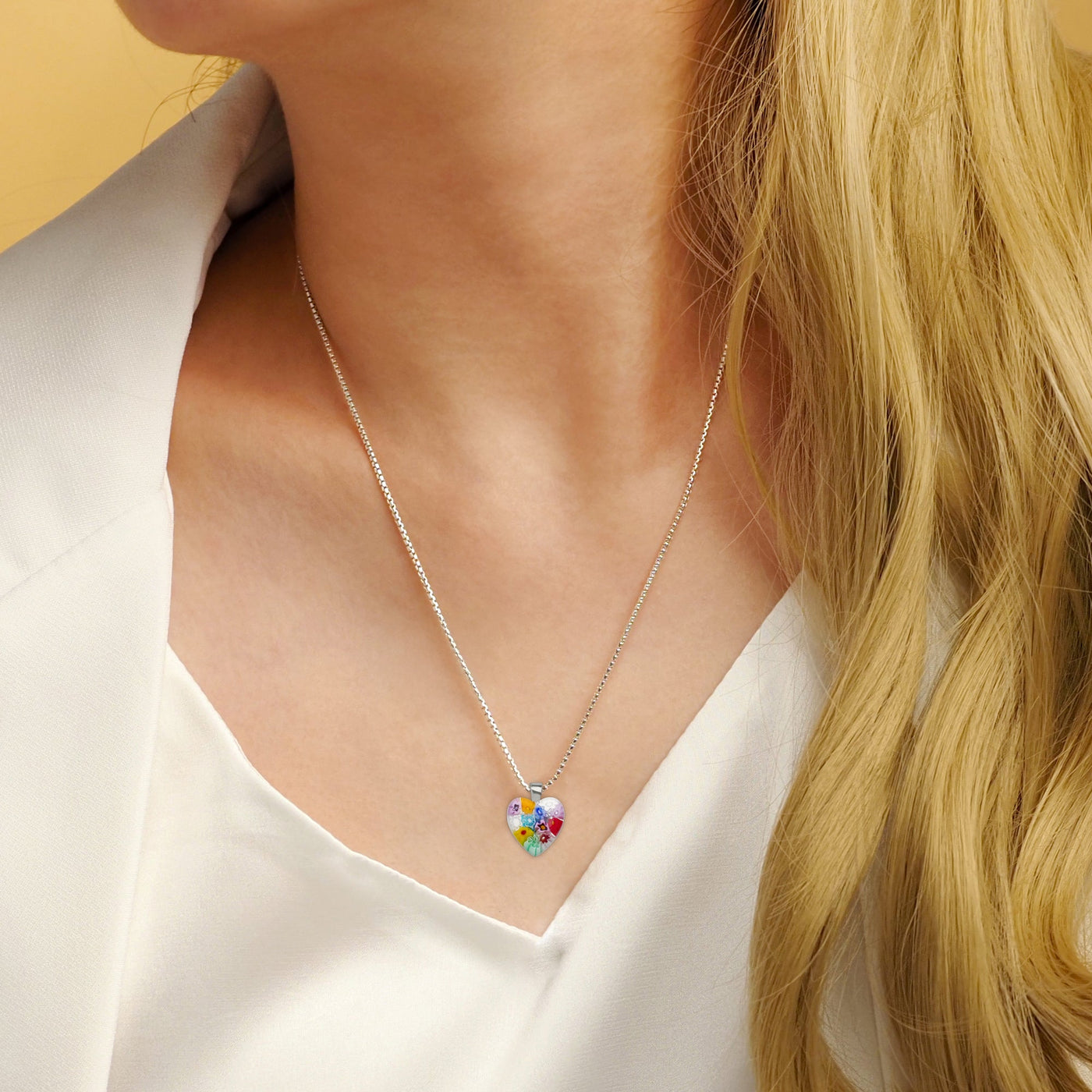 Flowers in Bloom Heart Necklace - 14mm - Pendant Necklace