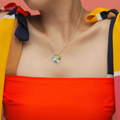 Flowers in Bloom Heart Necklace - 14mm - Pendant Necklace