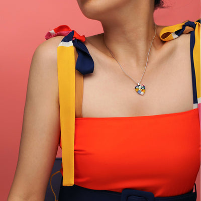 Flowers in Bloom Heart Necklace - 14mm - Pendant Necklace