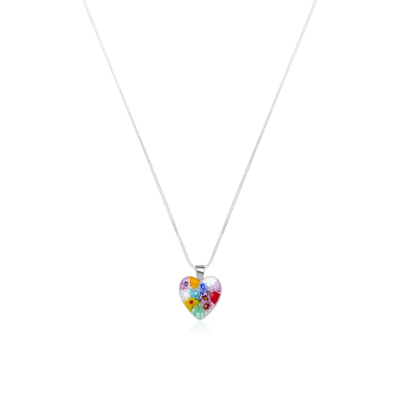 Flowers in Bloom Heart Necklace - 2mm 316L Stainless Steel - Pendant Necklace