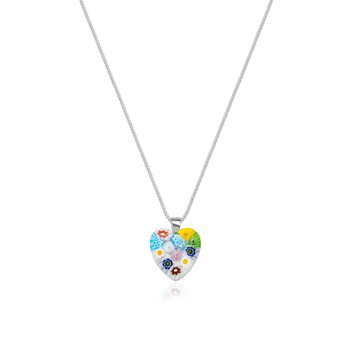 Flowers in Bloom Heart Necklace - 2mm 316L Stainless Steel - Pendant Necklace