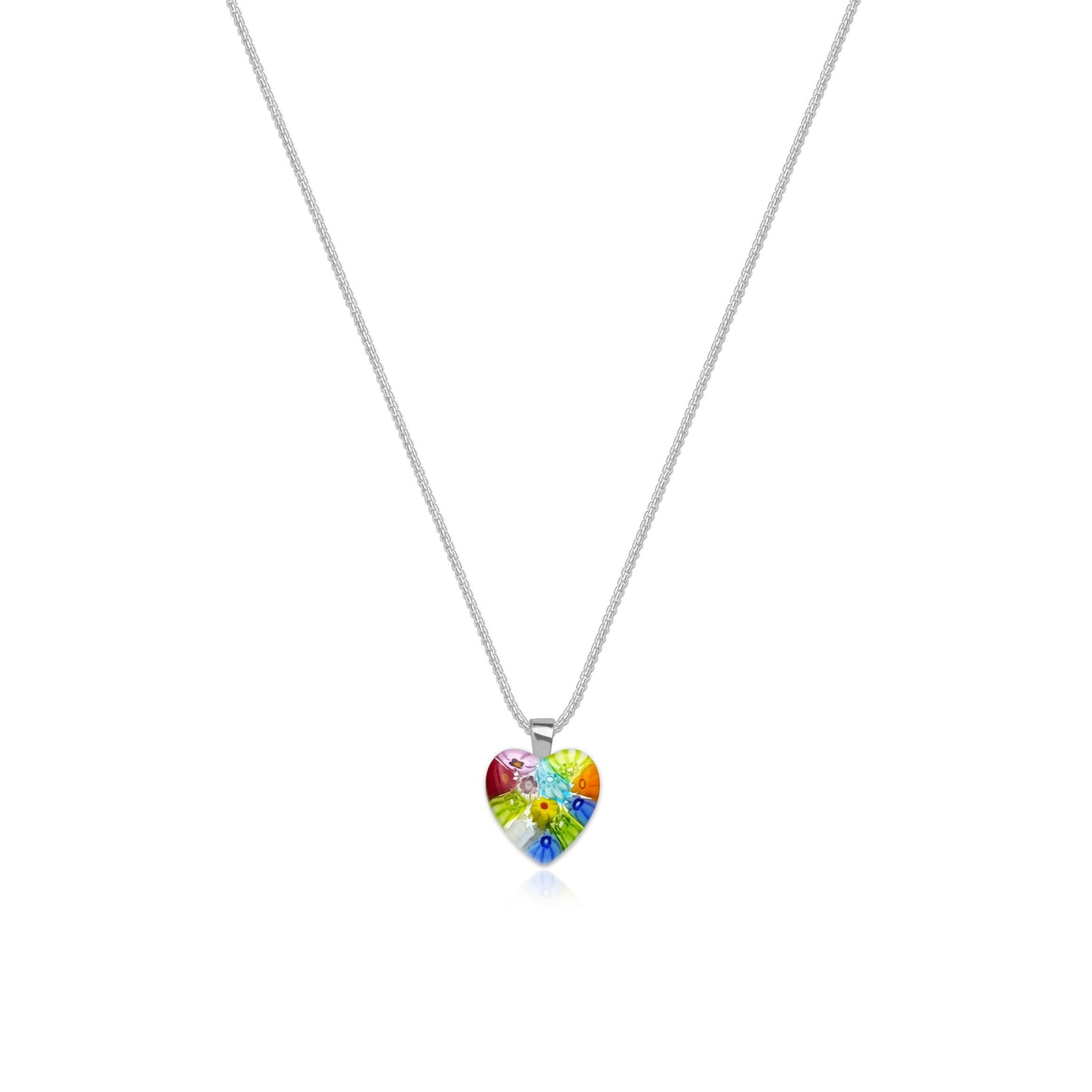 Flowers in Bloom Heart Necklace - 2mm 316L Stainless Steel - Pendant Necklace