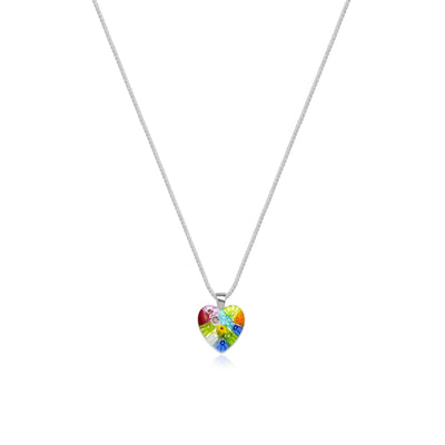 Flowers in Bloom Heart Necklace - 2mm 316L Stainless Steel - Pendant Necklace