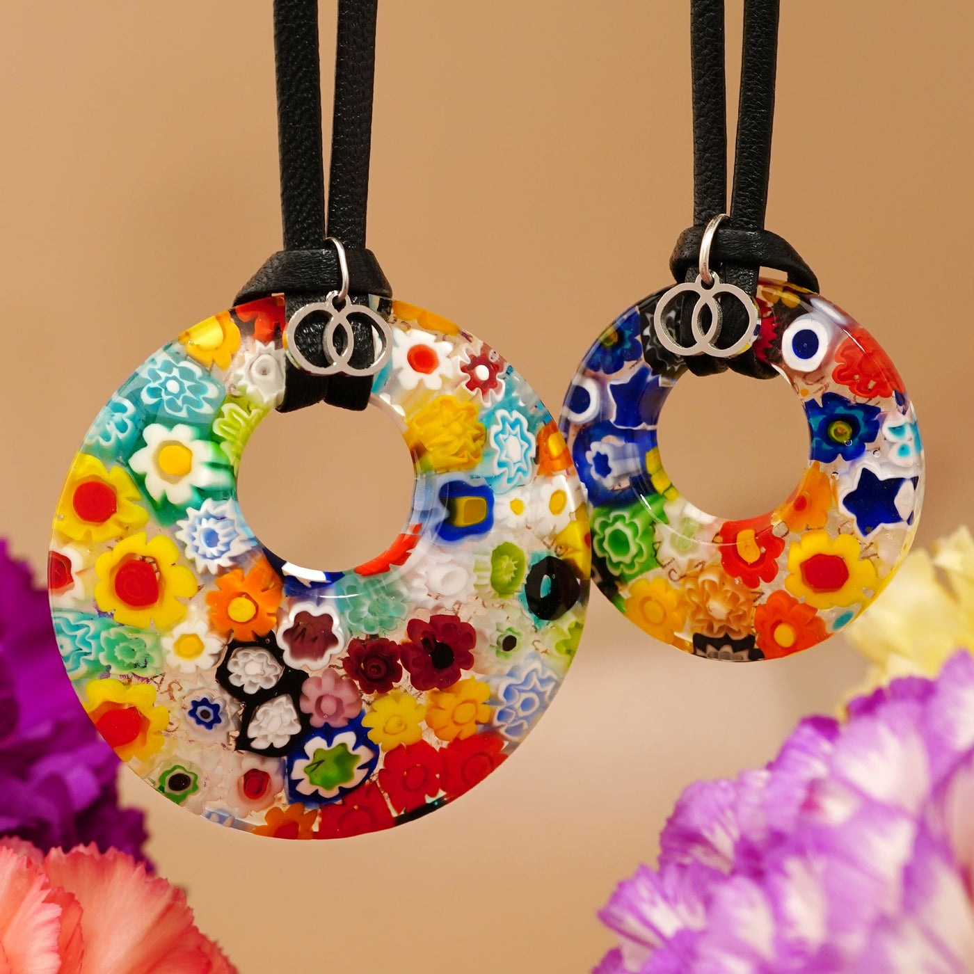 Full Bloom Round Pendant - 925 Sterling Silver | Nappa Cord - Pendant Necklace