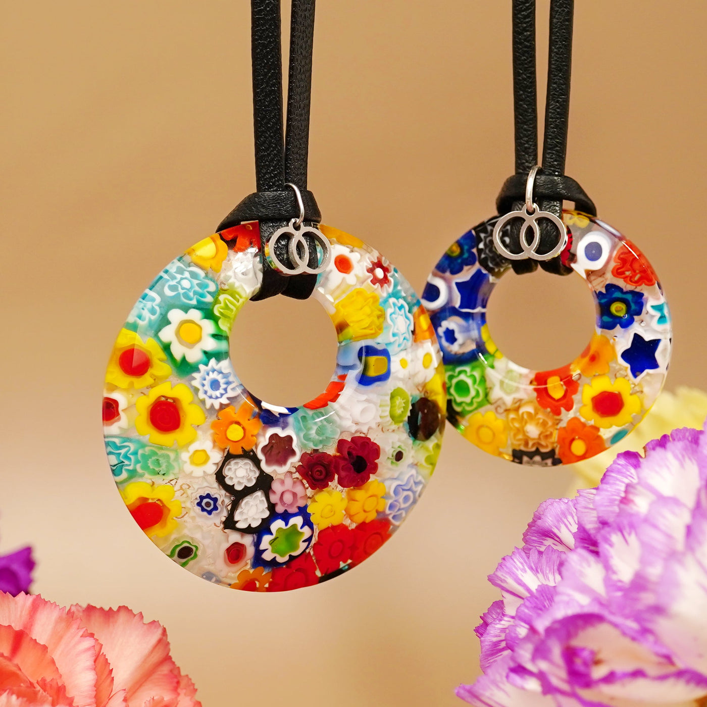 Full Bloom Round Pendant - 925 Sterling Silver | Nappa Cord - Pendant Necklace