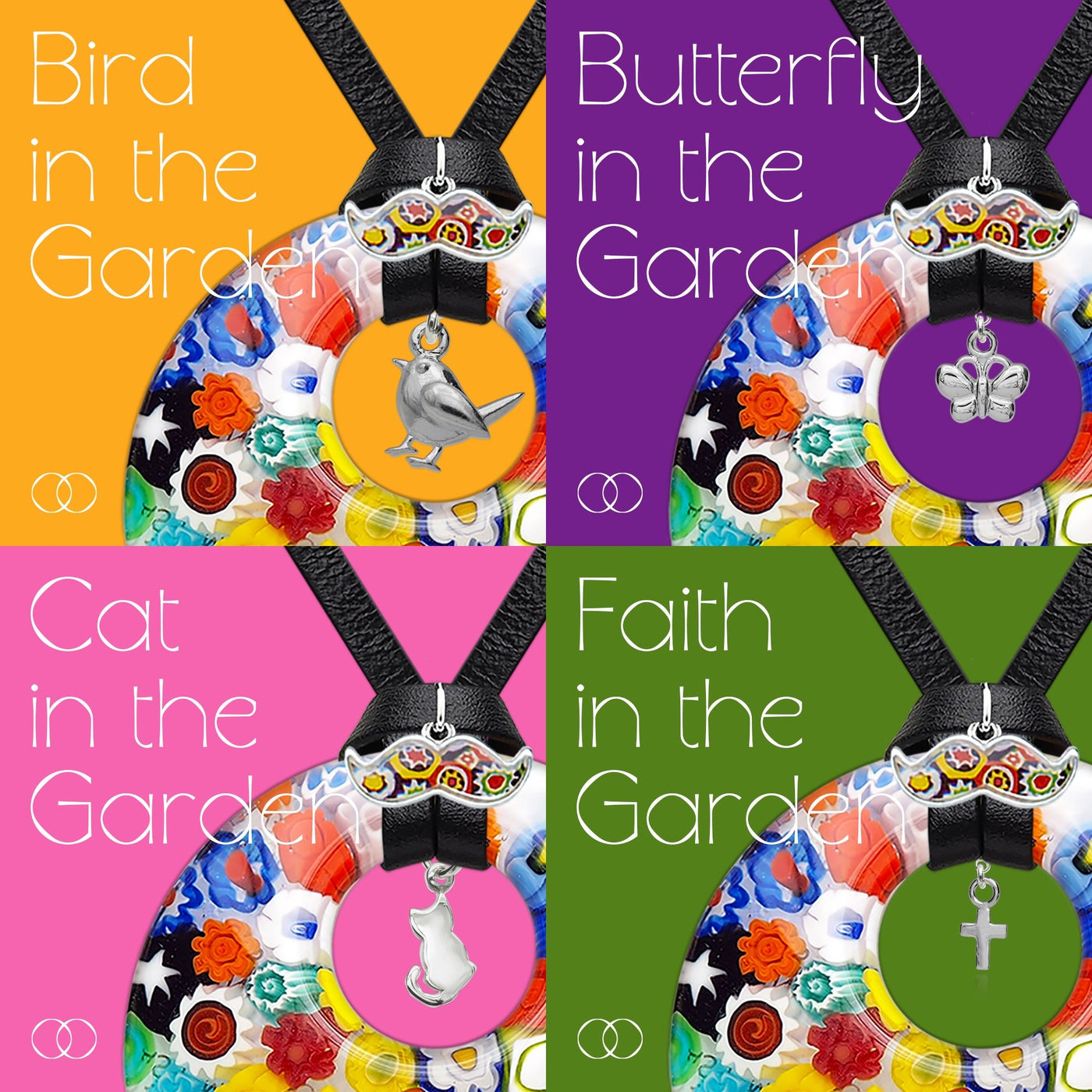 Full Bloom Round Pendant - Black 4mm - Pendant Necklace