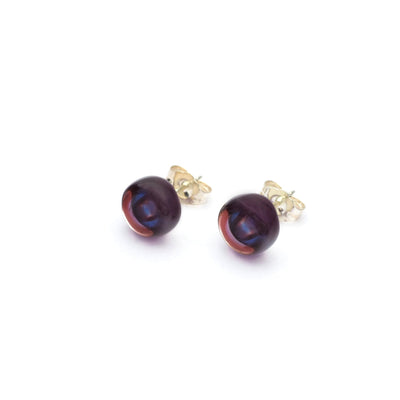 Full Bloom Stud Earrings (8mm) - Purple2 - Earrings