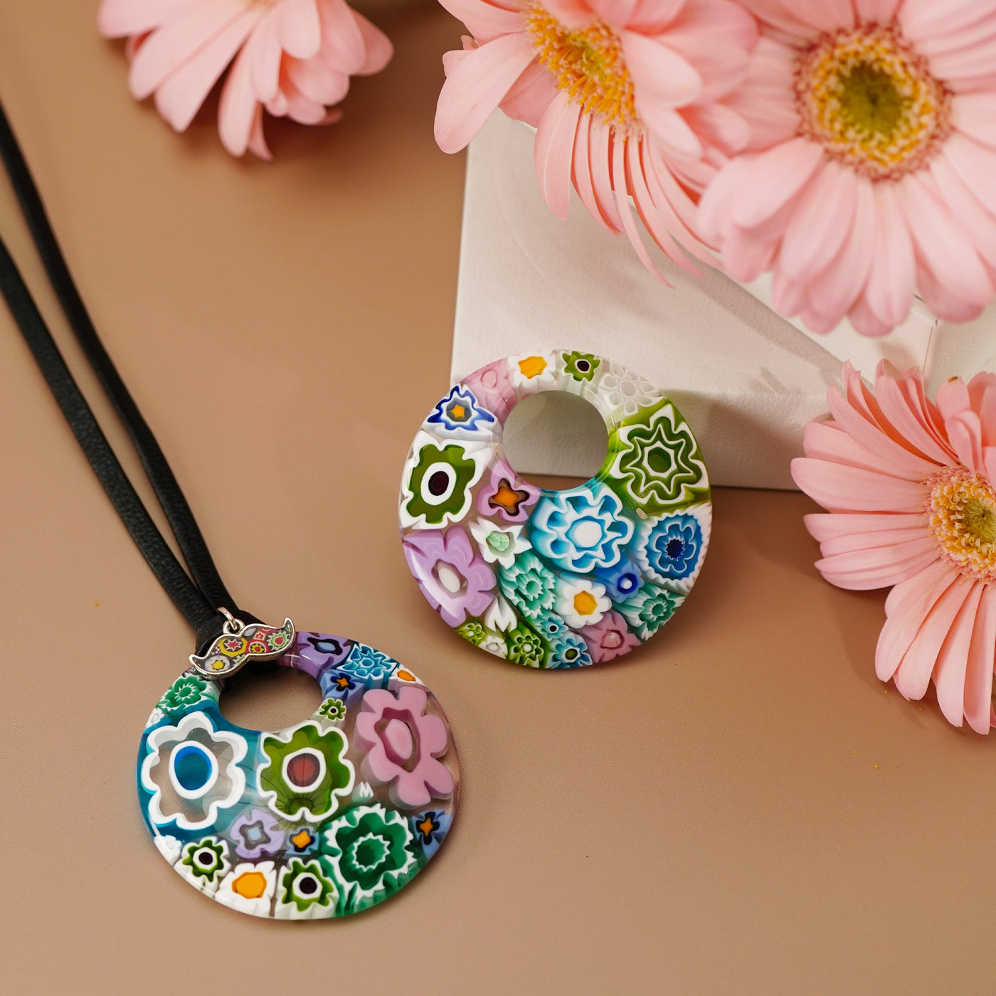 Full of Flowers Garden Round Pendant - 20+2 inch - Pendant