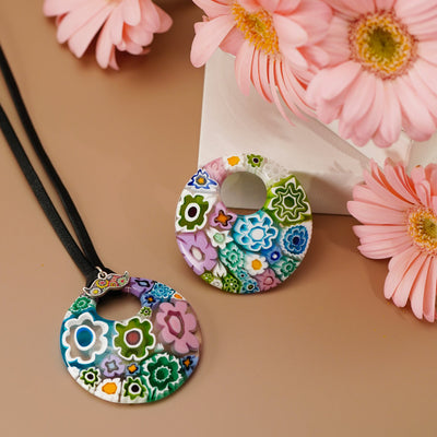 Full of Flowers Garden Round Pendant - 20+2 inch - Pendant