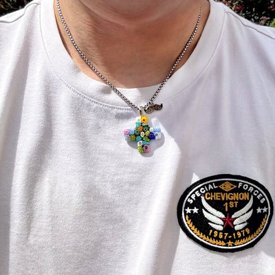 Greek Cross in Bloom Necklace - 1.2mm 925 Sterling Silver [Free Upgrade] - Pendant Necklace