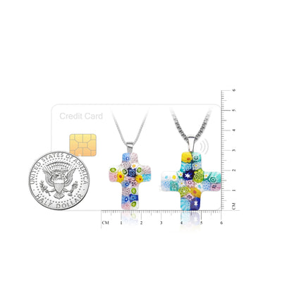 Greek Cross in Bloom Necklace - 2mm 316L Stainless Steel - Pendant Necklace