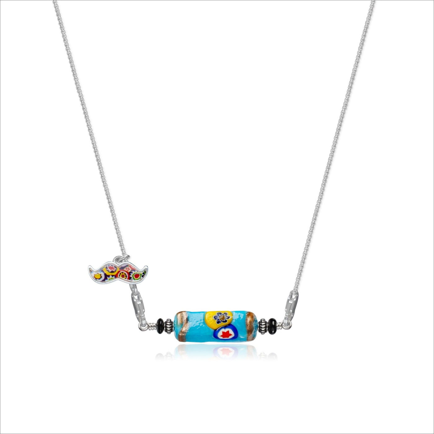 Light Blue Legend Necklace V - 1.8mm Anti - Tarnish Silver [Free Upgrade] - Pendant Necklace