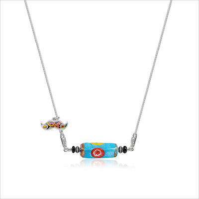 Light Blue Legend Necklace V - 1.8mm Anti - Tarnish Silver [Free Upgrade] - Pendant Necklace